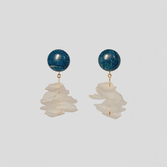 Blooming Tides Blue S 小穗生浪花耳飾-藍瑪瑙