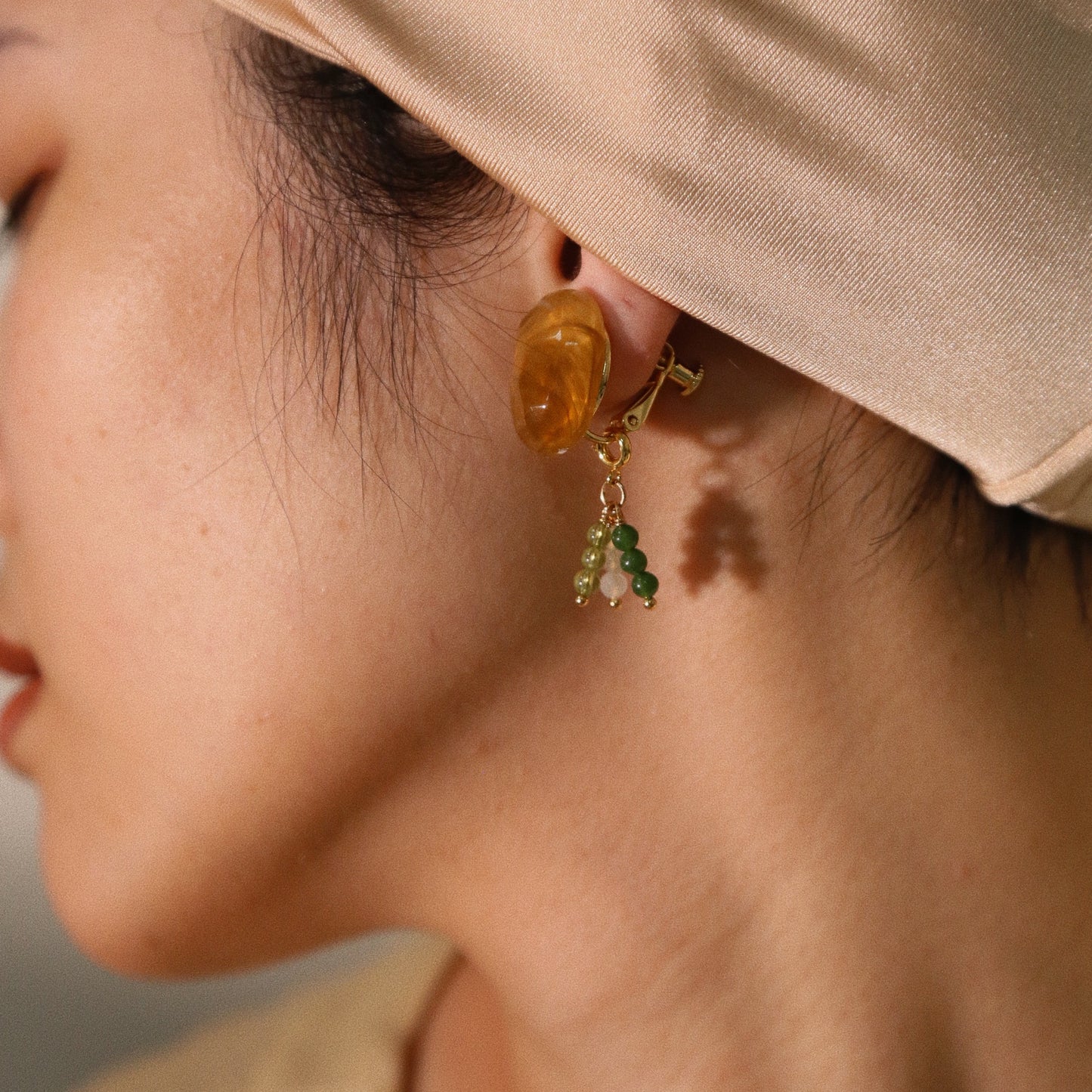 La Tigre Fortunata 矯琥復古玉珠耳飾