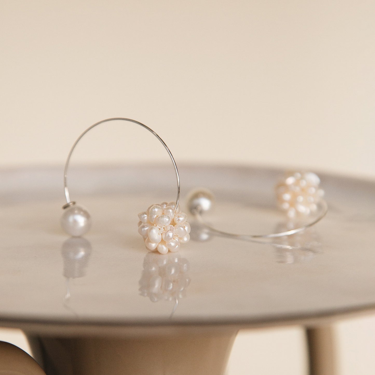 Iri Halo 珍珠雪花光環耳飾－銀色