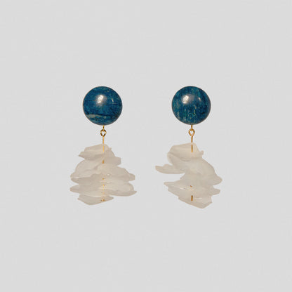 Blooming Tides Blue S 小穗生浪花耳飾－藍瑪瑙