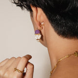 Corona Goblet with Serpentine earrings (purple agate)