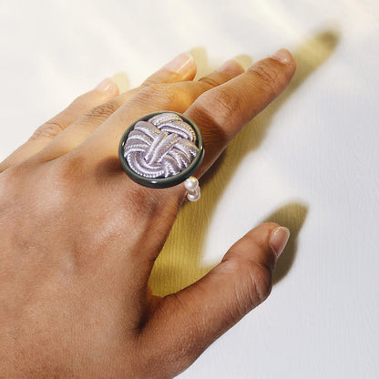 Mont Blanc Ring 紫芋蒙布朗古董珠鍊戒