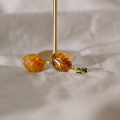 La Tigre Fortunata 矯琥復古玉珠耳飾