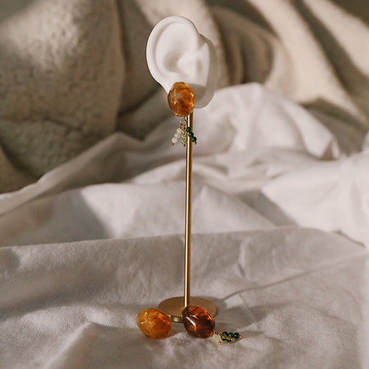 La Tigre Fortunata 矯琥復古玉珠耳飾