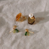 La Tigre Fortunata Antique Amber Jade Bead Earrings