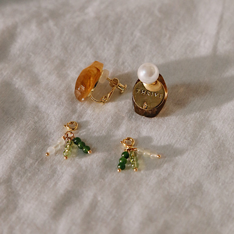 La Tigre Fortunata 矯琥復古玉珠耳飾