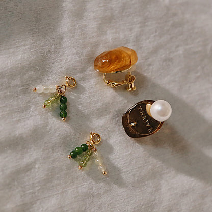 La Tigre Fortunata 矯琥復古玉珠耳飾