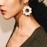 Iri Hoops Pearl Snowflake Hoop Earrings