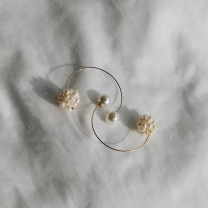 Iri Halo 珍珠雪花光環耳飾－銀色