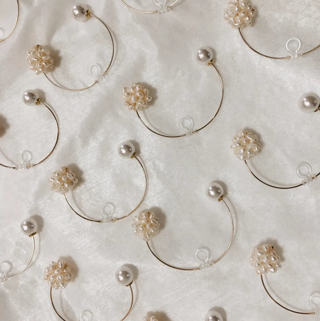 Iri Halo 珍珠雪花光環耳飾－銀色