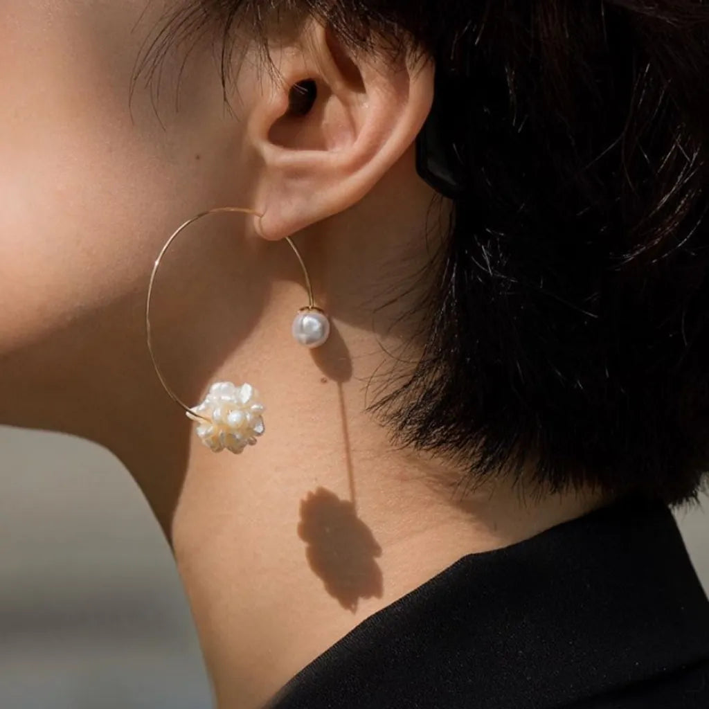 Iri Halo 珍珠雪花光環耳飾－銀色