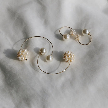 Iri Halo 珍珠雪花光環耳飾－銀色