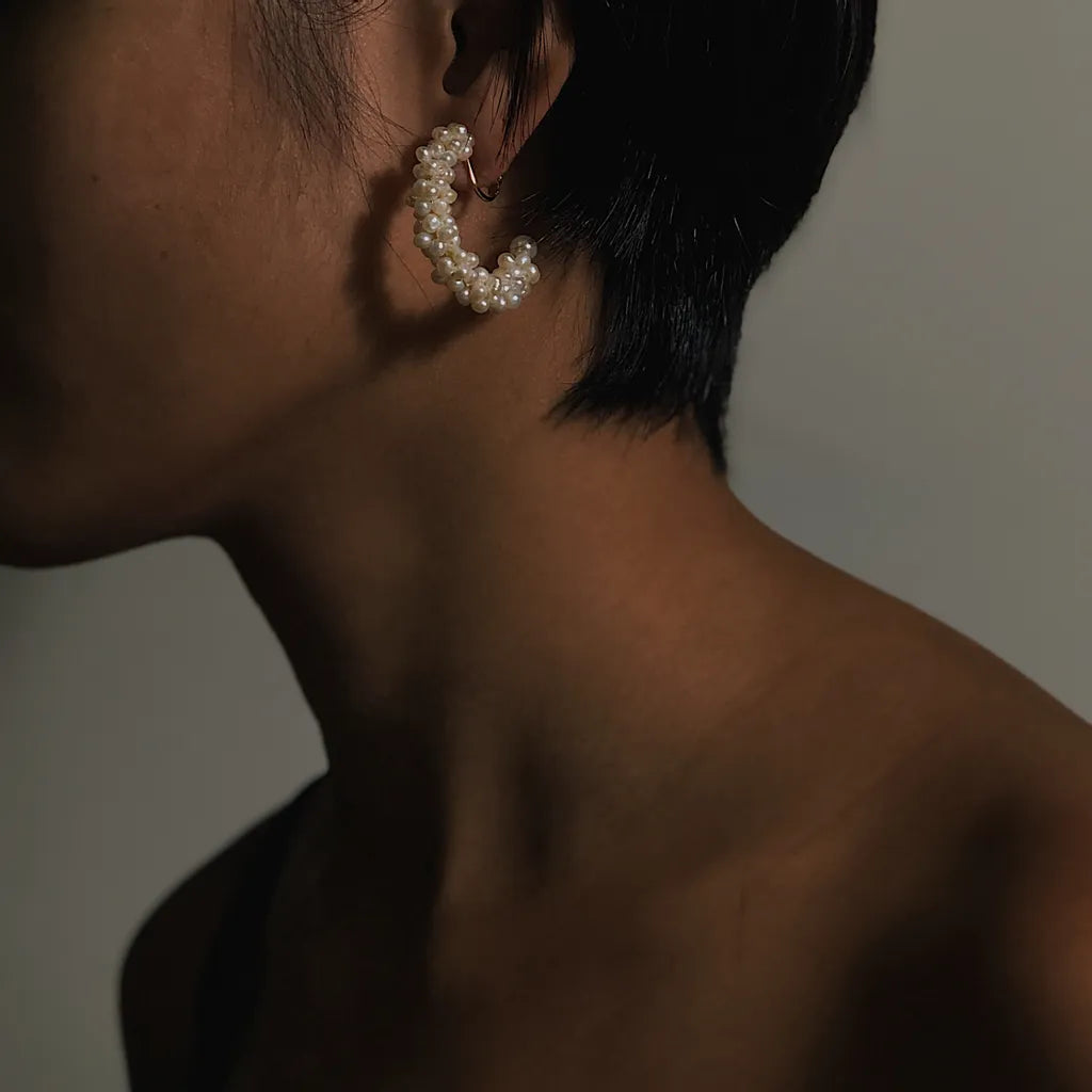 Iri Petite C-Hoop 珍珠迷你雪花C圈耳飾