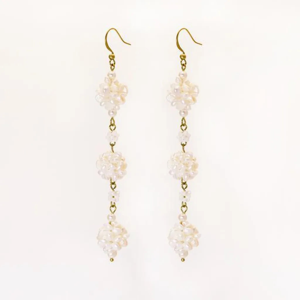 Iri Triplets 珍珠雪花三胞胎耳飾