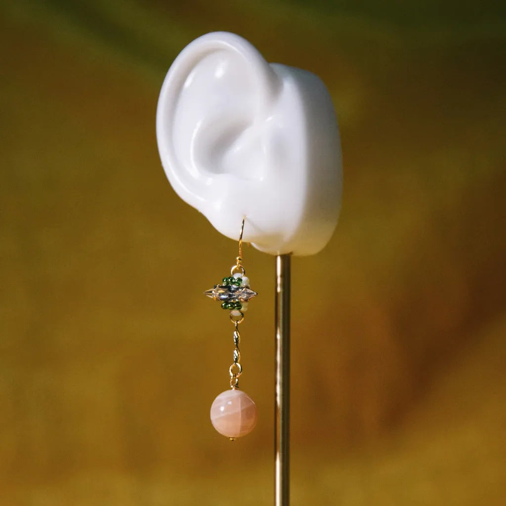 Queen of Rods 權杖王后 塔羅鋯石晶透串珠耳飾